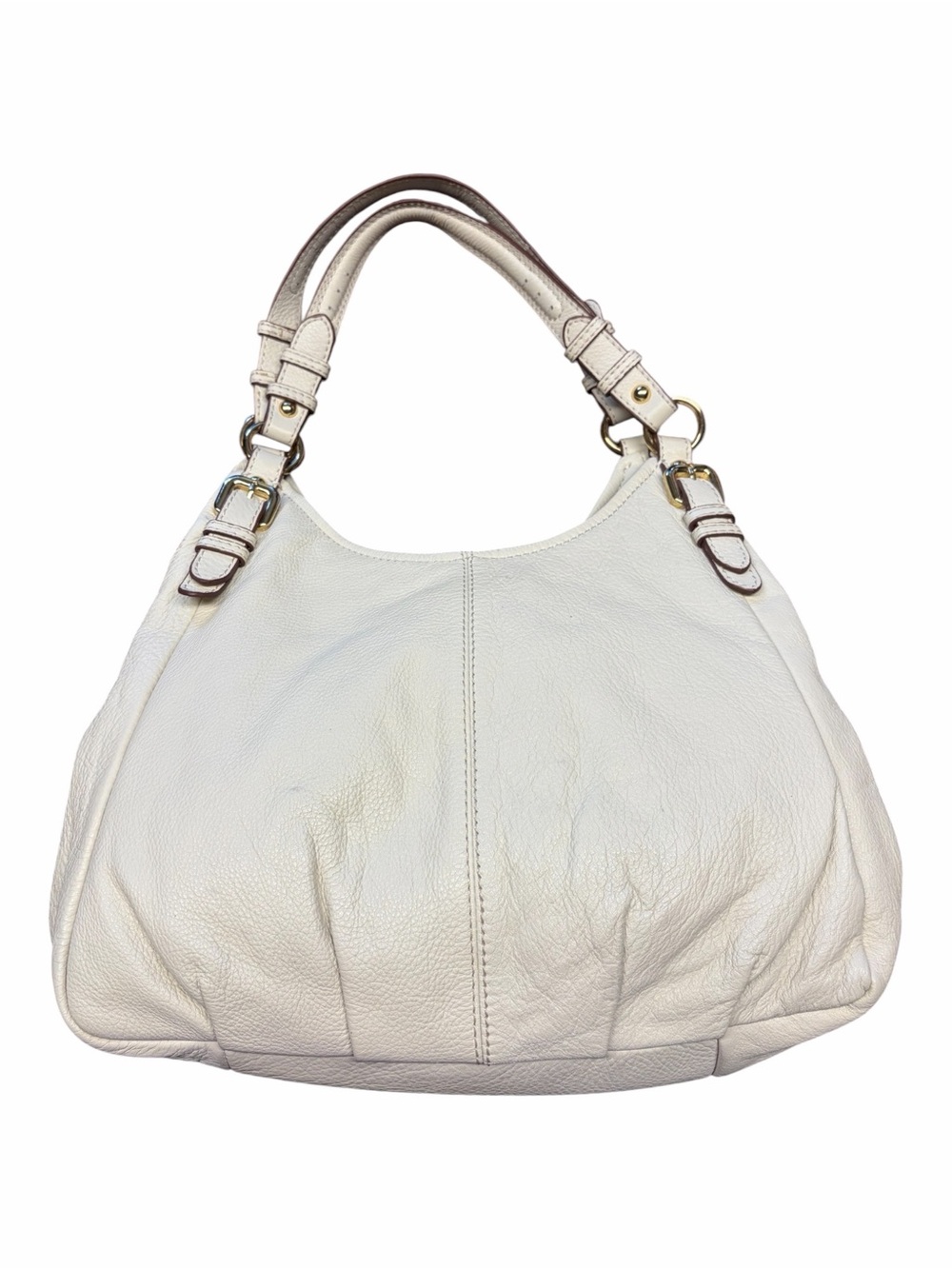 DANIER Cream Pebbled Leather Slouchy Hobo Shoulder Bag